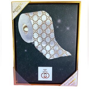 Gucci Toilet Paper Art! Black with gold frame! NWT!